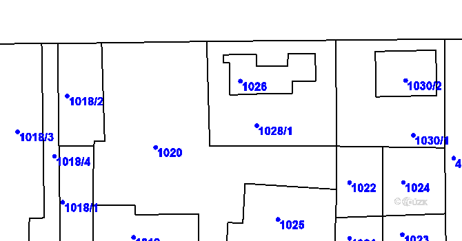 Parcela st. 1027 v KÚ Modřany, Katastrální mapa