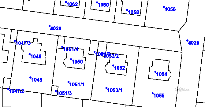 Parcela st. 1053/2 v KÚ Modřany, Katastrální mapa