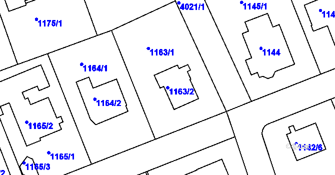 Parcela st. 1163/2 v KÚ Modřany, Katastrální mapa