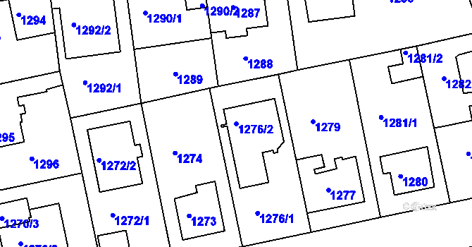 Parcela st. 1276/2 v KÚ Modřany, Katastrální mapa