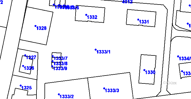 Parcela st. 1333/1 v KÚ Modřany, Katastrální mapa