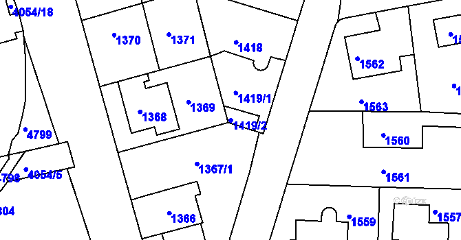 Parcela st. 1419/2 v KÚ Modřany, Katastrální mapa