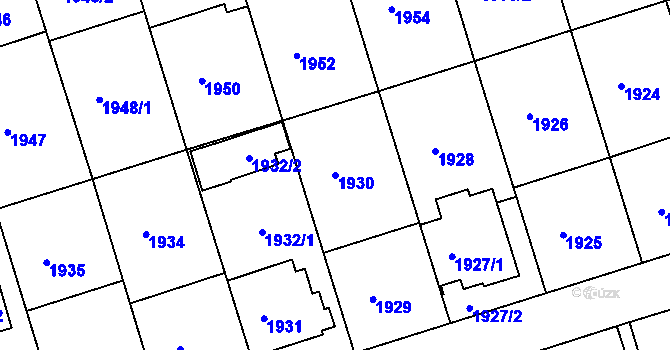 Parcela st. 1930 v KÚ Modřany, Katastrální mapa
