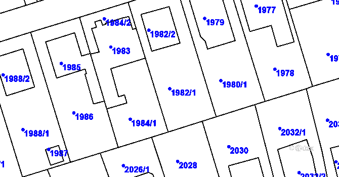Parcela st. 1982/1 v KÚ Modřany, Katastrální mapa