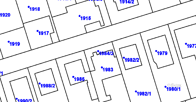 Parcela st. 1984/2 v KÚ Modřany, Katastrální mapa