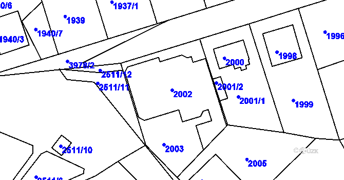 Parcela st. 2002 v KÚ Modřany, Katastrální mapa