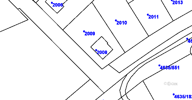 Parcela st. 2008 v KÚ Modřany, Katastrální mapa