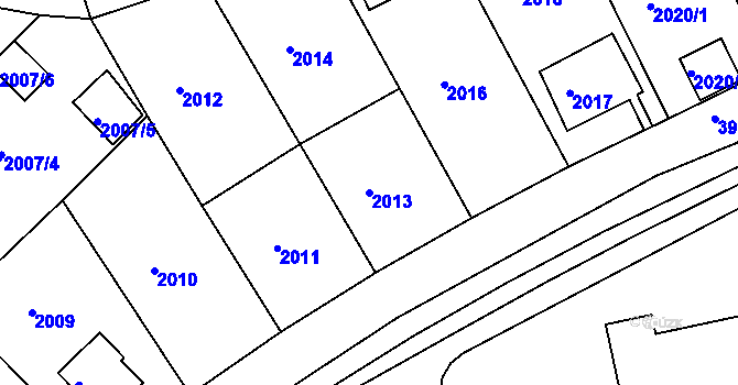 Parcela st. 2013 v KÚ Modřany, Katastrální mapa