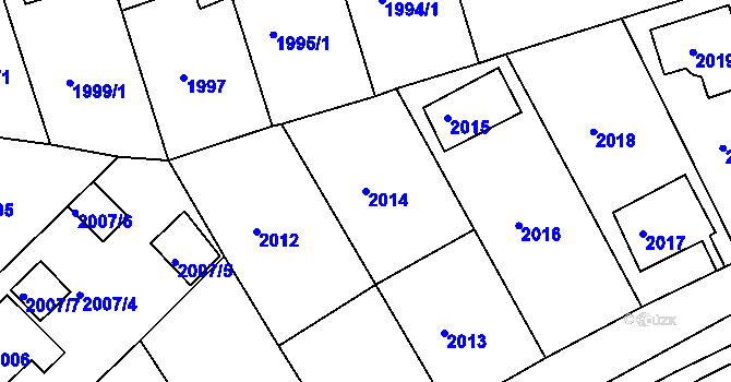 Parcela st. 2014 v KÚ Modřany, Katastrální mapa