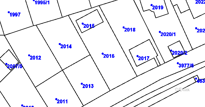 Parcela st. 2016 v KÚ Modřany, Katastrální mapa