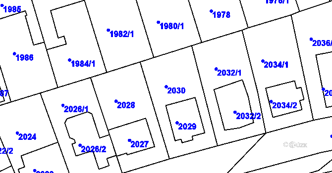 Parcela st. 2030 v KÚ Modřany, Katastrální mapa