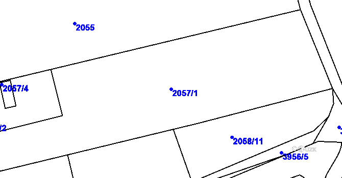 Parcela st. 2057/1 v KÚ Modřany, Katastrální mapa