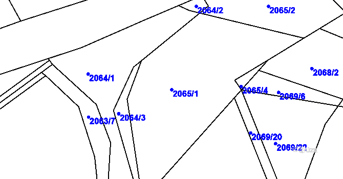 Parcela st. 2065/1 v KÚ Modřany, Katastrální mapa