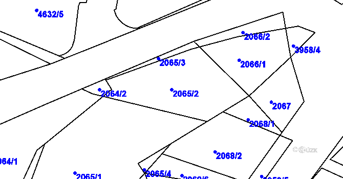 Parcela st. 2065/2 v KÚ Modřany, Katastrální mapa