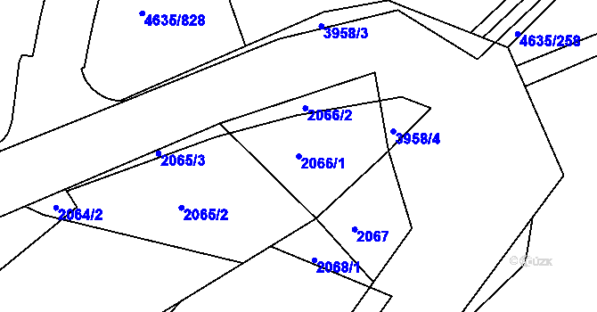 Parcela st. 2066/1 v KÚ Modřany, Katastrální mapa