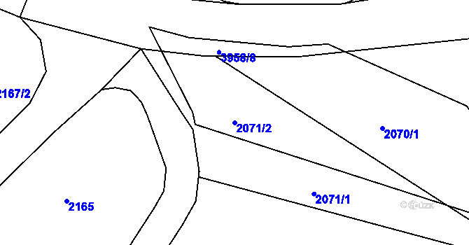 Parcela st. 2071/2 v KÚ Modřany, Katastrální mapa