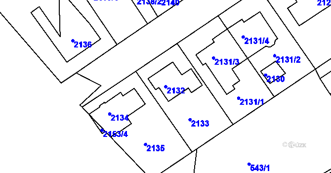 Parcela st. 2132 v KÚ Modřany, Katastrální mapa