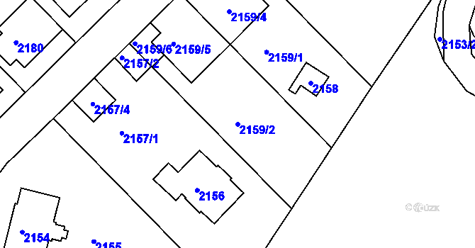 Parcela st. 2159/2 v KÚ Modřany, Katastrální mapa