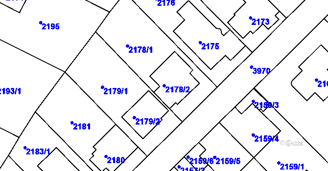 Parcela st. 2178/2 v KÚ Modřany, Katastrální mapa