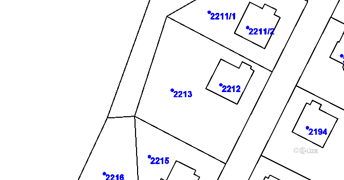 Parcela st. 2213 v KÚ Modřany, Katastrální mapa