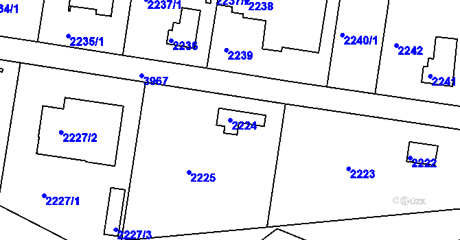 Parcela st. 2224 v KÚ Modřany, Katastrální mapa
