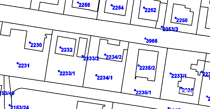 Parcela st. 2234/2 v KÚ Modřany, Katastrální mapa