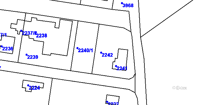 Parcela st. 2242 v KÚ Modřany, Katastrální mapa