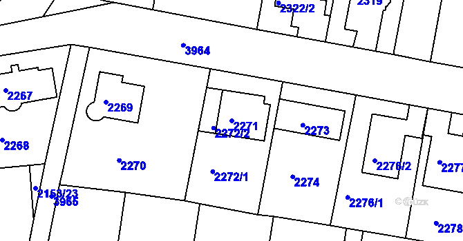 Parcela st. 2271 v KÚ Modřany, Katastrální mapa