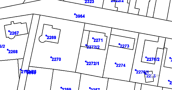 Parcela st. 2272/2 v KÚ Modřany, Katastrální mapa