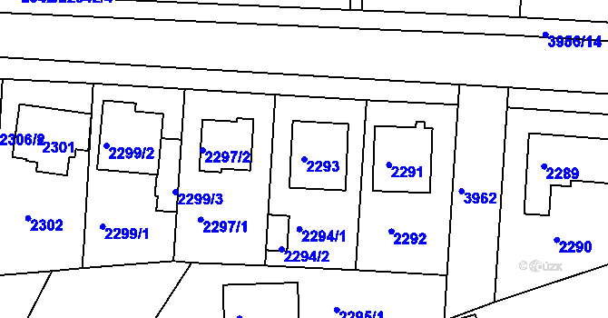 Parcela st. 2293 v KÚ Modřany, Katastrální mapa