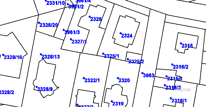 Parcela st. 2325/1 v KÚ Modřany, Katastrální mapa