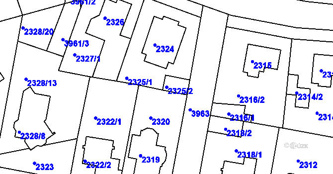 Parcela st. 2325/2 v KÚ Modřany, Katastrální mapa