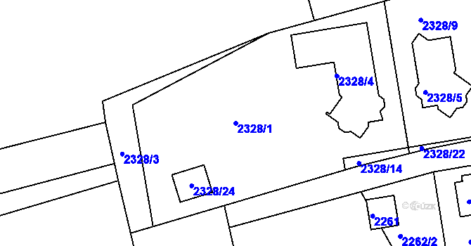 Parcela st. 2328/1 v KÚ Modřany, Katastrální mapa