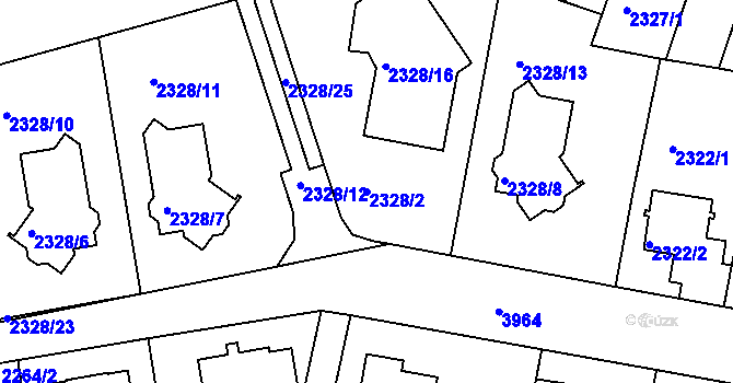 Parcela st. 2328/2 v KÚ Modřany, Katastrální mapa
