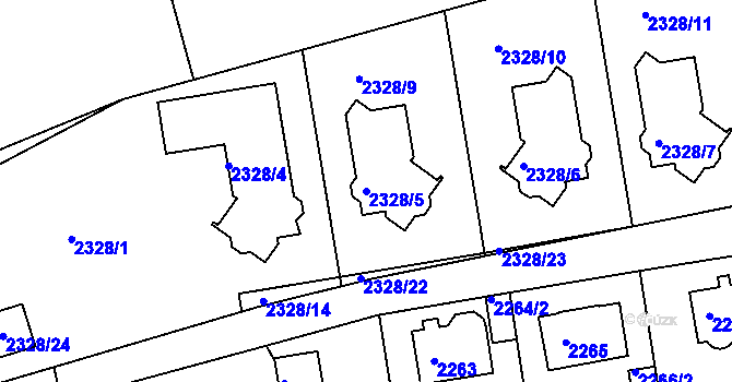 Parcela st. 2328/5 v KÚ Modřany, Katastrální mapa