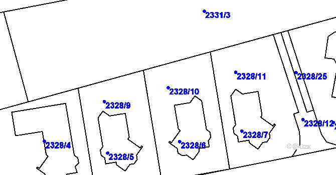 Parcela st. 2328/10 v KÚ Modřany, Katastrální mapa