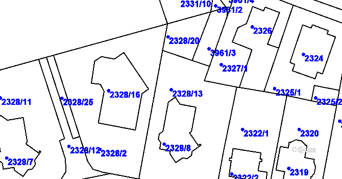 Parcela st. 2328/13 v KÚ Modřany, Katastrální mapa