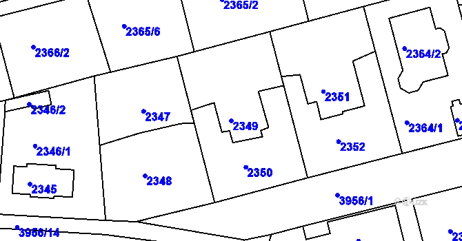 Parcela st. 2349 v KÚ Modřany, Katastrální mapa