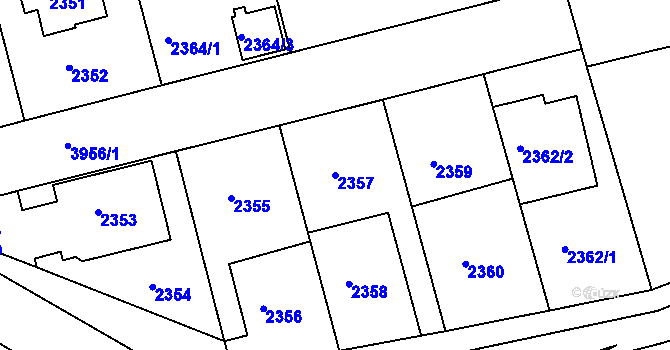 Parcela st. 2357 v KÚ Modřany, Katastrální mapa