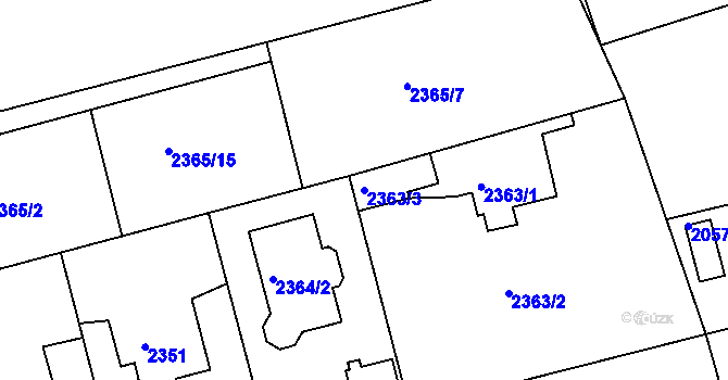 Parcela st. 2363/3 v KÚ Modřany, Katastrální mapa