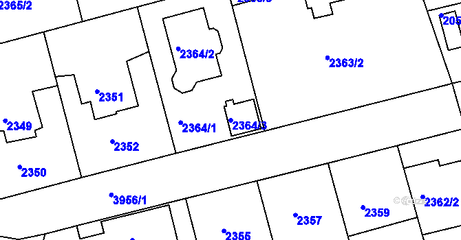 Parcela st. 2364/3 v KÚ Modřany, Katastrální mapa