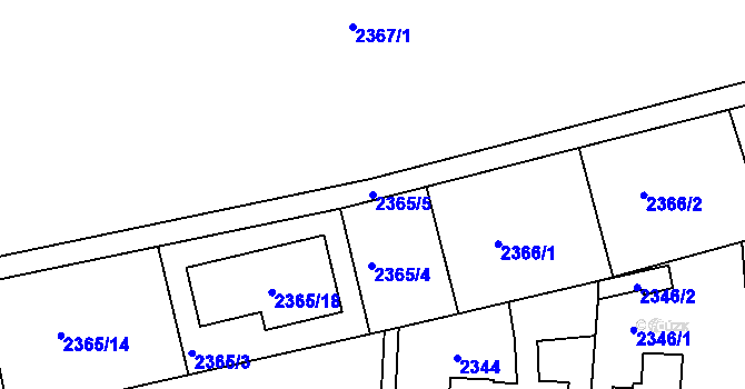 Parcela st. 2365/5 v KÚ Modřany, Katastrální mapa