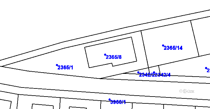 Parcela st. 2365/8 v KÚ Modřany, Katastrální mapa