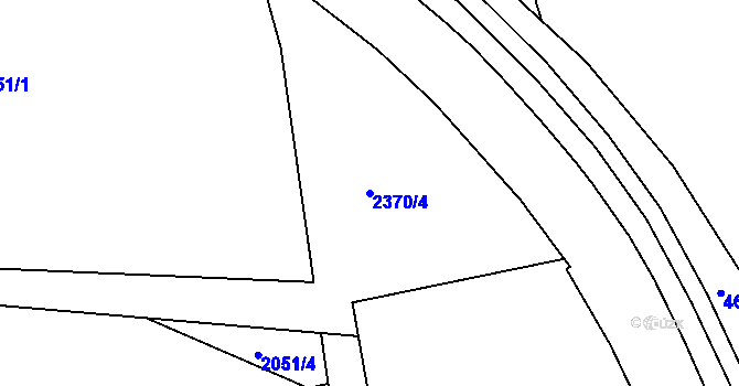 Parcela st. 2370/4 v KÚ Modřany, Katastrální mapa