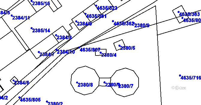 Parcela st. 2380/4 v KÚ Modřany, Katastrální mapa