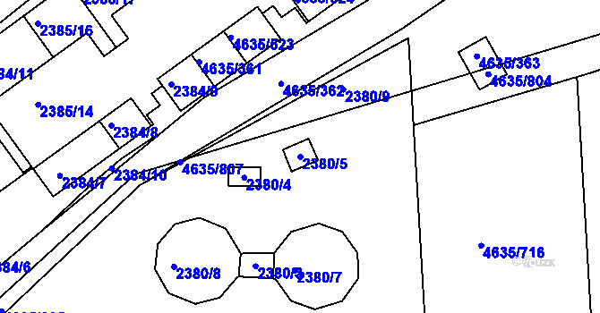 Parcela st. 2380/5 v KÚ Modřany, Katastrální mapa