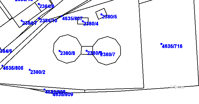 Parcela st. 2380/7 v KÚ Modřany, Katastrální mapa