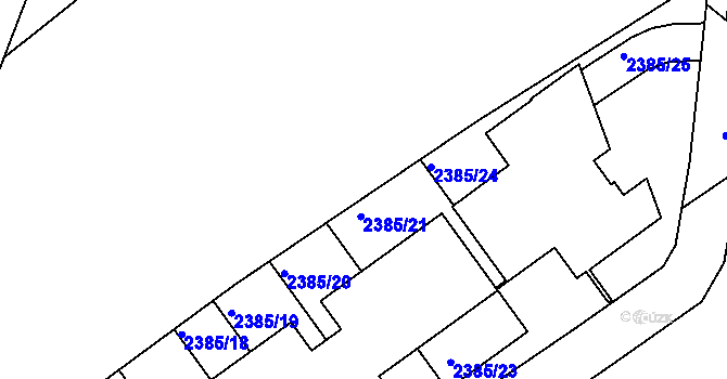 Parcela st. 2385/6 v KÚ Modřany, Katastrální mapa