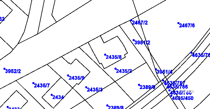 Parcela st. 2435/8 v KÚ Modřany, Katastrální mapa