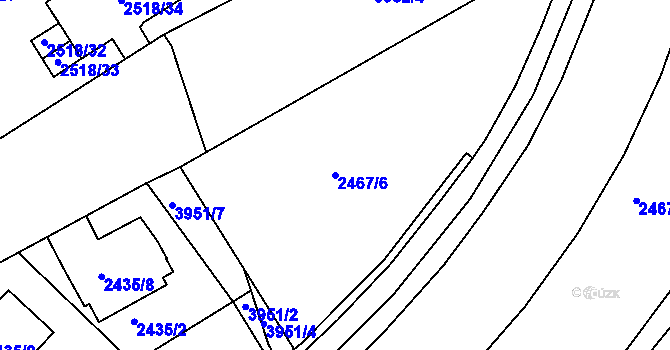 Parcela st. 2467/6 v KÚ Modřany, Katastrální mapa